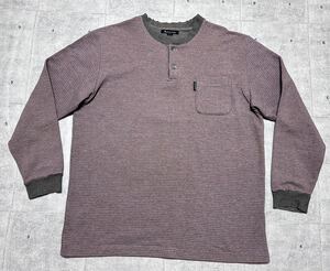 アクアスキュータム ヘンリーネック ボーダー 長袖 Tシャツ ロンT ロゴボタン　　Aquascutum 日本製 ハイクオリティー 早2904