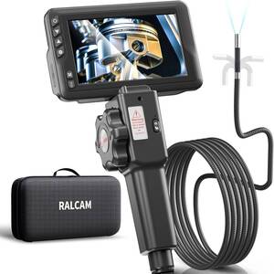 Ralcam先端可動式ファイバースコープ 8.5mm極細いスコープカメラ 4.5インチIPS液晶モニター 1080P百万画素検査カメラ IP67防水 配管カメラ