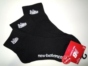 人気再入荷♪1点もの〓new balance〓new★スニーカー柄刺繍ソックス3足組黒〓消臭・抗菌防臭〓25-27cm〓新品タグ付