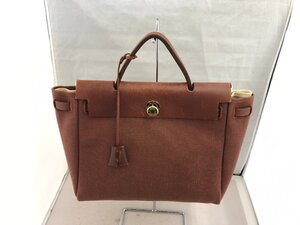 【HERMES】エルメス　エールバッグPM　ハンドバッグ　レッドブラウン　キャンバス×レザー　SY02-GLN