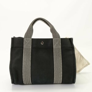 1円■美品■エルメス■カンヌ PM キャンバス トート バッグ 肩掛け ショルダー ハンド ブラック 黒 ポーチ 付 レディース EEM AF7-9