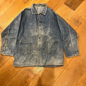 SALE 40s ＷＷ2 大戦 デニム カバーオール　ドーナツボタン　耳付き　ビンテージ　size44〜42