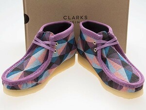 新品/CLARKS/クラークス/WMNS WALLABEE BOOT/ウィメンズ ワラビーブーツ/TEXTILE UPPER/テキスタイル/PURPLE/パープル/26164608/23.5cm