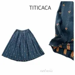 TITICACA チチカカ . トライアングル 刺繍 ギャザー フレア スカート