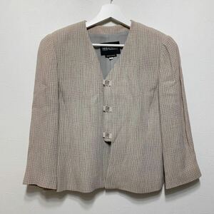 美品♪黒タグ Giorgio Armani ジョルジオアルマーニ リネン ノーカラー ジャケット♪36 イタリア製♪