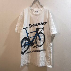 Giant/ジャイアント　UNIQLO/ユニクロ 半袖 Tシャツ ホワイト 白 メンズ Lサイズ　ロードバイク　サイクリスト