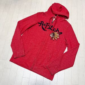 和613★ Abercrombie&Fitch アバクロンビー&フィッチ スウェット ジップパーカー フーディ S レッド メンズ 刺繍 ワッペン