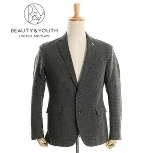 A4727/美品 秋冬 総裏 BEAUTY&YOUTH ビューティ&ユース UNITED ARROWS ウール ツイード調 テーラード シングル2Bジャケット L 灰色/メンズ