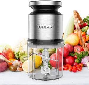 シルバー HOMEASY フードプロセッサー 1台4役（刻む/混ぜる/潰す/砕く） 600ML フードチョッパー ステンレス4枚刃