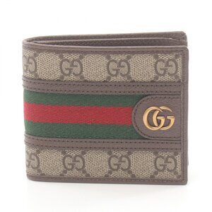 グッチ オフィディア GGスプリーム シェリーライン ブランドオフ GUCCI PVCコーティングキャンバス 二つ折り財布 GGスプリームキャンバス