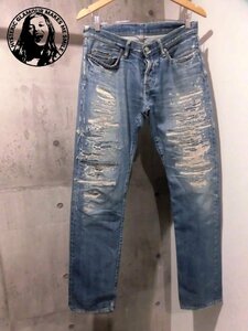 HYSTERIC GLAMOUR ヒステリックグラマー 名作 UR加工 ダメージ リペア加工 スタッズ デニムパンツ W31/赤耳 ジーンズ/メンズ/セルビッチ