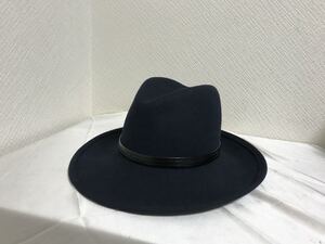 美品本物ハッツアンドドリームスHATS＆DREAMSローズバッドウール中折れハット帽子ぼうしボウシレディースメンズ紺ネイビーイタリア製