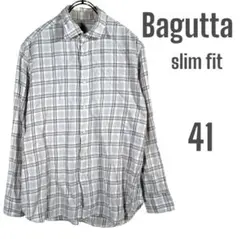 バグッタBAGUTTA slim fit】 長袖　シャツ　サイズ41 チェック柄