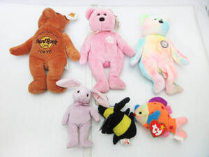 G3474【Ty ビーニーベイビー ぬいぐるみ】Ty Beanie Babies★日本限定 Sakura/HARD ROCK CAFE★カラフル★ウサギ 魚 etc★良品★