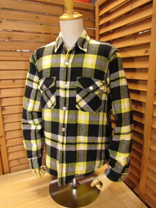 M2 △195【Supreme シュプリーム】17FW AW Quilted Arc Logo Flannel Shirt 黒/黄 SIZE S