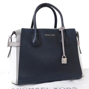 1円 ■ マイケルコース ハンドバッグ ブラック系×グレー系 レザー 3色バッグ MICHAEL KORS ■E.Big.zE-20