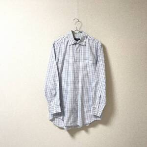 ★BURBERRY LONDON バーバリー ロンドン★メンズ チェック柄 長袖 シャツ レギュラーカラー size L 青系