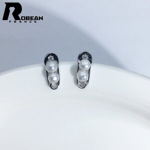 綺麗 EU製 定価5万円★ROBEAN・淡水真珠・ピアス★天然パール パワーストーン s925 アコヤ真珠 本真珠 綺麗 オシャレ 3.5-4mm E30044355