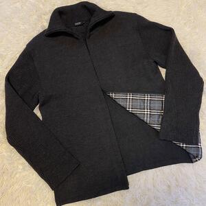 【未使用級・希少L】バーバリーブラックレーベル ドライバーズニット 春物 ジャケット BURBERRY BLACK LABEL ジップブルゾン キルティング