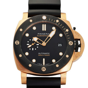 パネライ PANERAI サブマーシブル クアランタクアトロ ゴールドテック オロカーボ PAM01070 ブラック文字盤 中古 腕時計 メンズ