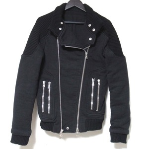 美品 BALMAIN バルマン コットン ダブル バイカージャケット ライダースジャケット W5HJ267C665 Mサイズ ブラック