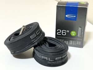 【送料無料特価】26インチ米式MTB用チューブ Schwalbe AV12 26×1.35-1.75 バルブ長40mm 新品2個セット《650A/B×32-42対応》