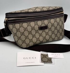 1円スタート！★GUCCI グッチ★ ボディバッグ ★GGスプリーム ★233269-520981 ★ウエストバック★ほぼ未使用　超美品！