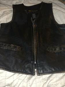 ハーレー　Harley-Davidson　USED加工　レザーベスト　Ｓ　used 良品