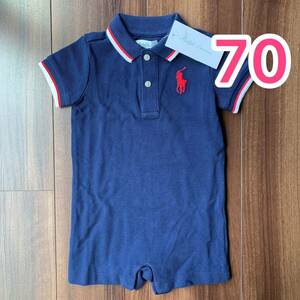 【新品】ラルフローレン RALPHLAUREN ポロ POLO ロンパース 紺 70