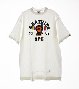 アベイシングエイプ A BATHING APE BABY MILO 2008 7 Tee L マイロ プリント カレッジ ロゴ カレンダー 七夕 短冊 ホワイト 白 240628 メン