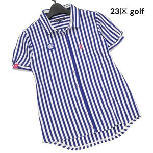 23区 golf ゴルフ 春夏 【吸水速乾 / UVケア】 キャンディ ストライプ 半袖 シャツ Sz.2　レディース 日本製　K4T00872_6#A