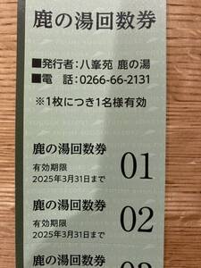 ◆超お買い得温泉入浴券　回数券11回分！★長野県　八ヶ岳【富士見高原、鹿の湯】◆