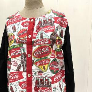 USAヴィンテージ Coca Cola ロング シャツ /リメイク品 ハンドメイド シェルボタン 長袖 前開き ワンピース 羽織 アメリカ古着 コカ コーラ