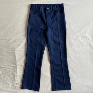 希少! 70s Wrangler コットンツイル フレアパンツ W31 ネイビー USA製 TALON ビンテージ ラングラー 60s 80s