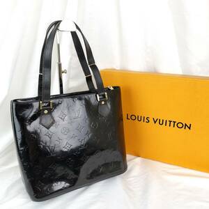 LOUIS VUITTON ルイヴィトン　トートバッグ ヒューストン ヴェルニ パテントレザー ロゴ型押し 総柄 モノグラム エナメル　ブラック 黒