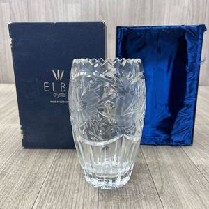 US241211 C-102 ELBE crystal エルベクリスタル crystal 箱付き クリスタル 花瓶 花入 ガラス 現状品