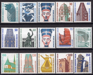 ★1987-90年 ドイツ-ベルリン 「歴史遺産シリーズ」15種完 未使用(MNH)(SC#9N543-9N557)(SC$26.-)★ZO-439