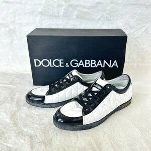 △DOLCE&GABBANA ドルチェ&ガッバーナ スニーカー 36.5cm 外箱あり ホワイト×ブラック 靴/管理9401A33-01260001