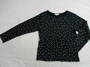 BA358【3can4on】サンカンシオン　ハート・ドット模様　長袖　Ｔシャツ　女児　黒　130