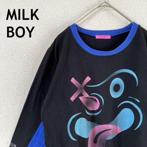 MILK BOYリンガーネック長袖カットソー　比対象カラーSからMメンズ程度Q3