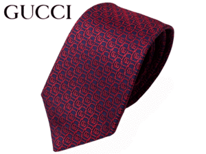 グッチ ネクタイ GUCCI 643969 4E002 4174 STOGGE ネイビー系地 レッド系 サークル GG柄 ナロー ネクタイ