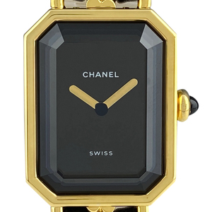 シャネル CHANEL プルミエール Mサイズ H0001 腕時計 SS レザー クォーツ ブラック レディース 【中古】