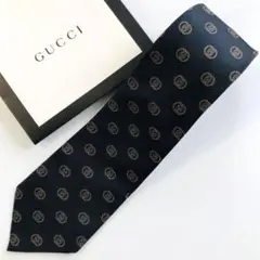 GUCCI ネクタイ 紋章柄 ブラック