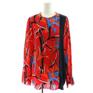 ダイアンフォンファステンバーグ DIANE von FURSTENBERG シャツ ブラウス 長袖 総柄 シルク 絹 0 XS ピンク 青 ブルー 黒