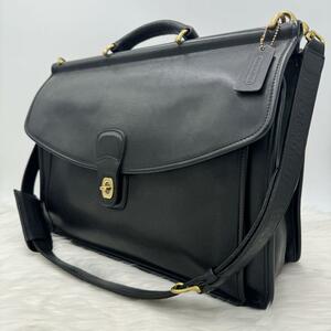 R596【極美品】オールドコーチ OLD COACH ウィリス ビジネスバッグ ショルダーバッグ 2way オールレザー 黒 ブラック アメリカ製