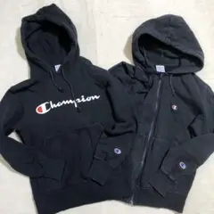 Champion パーカー＆ジップアップパーカー ネイビー 2点セット S、XS