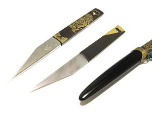 ★★★ 小刀 切り出しナイフ 金 銀 象嵌 昭和 美品 Kogatana Knife gold silver ★★★15