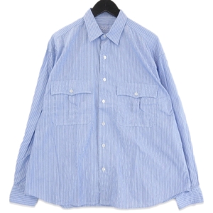 Porter Classic ポータークラシック 長袖シャツ ロールアップシャツ ストライプ ROLL UP SHIRT 日本製 ブルー M 71011000