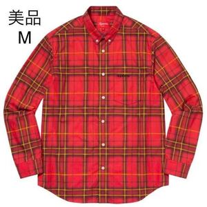 21ss Supreme Spray Tartan Shirt Red size:M タグ ステッカー付 シュプリーム classic logo ロゴ クラシック 長袖シャツ チェックシャツ