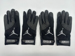 JORDAN ジョーダン 野球 両手 バッティンググローブ ブラックxシルバー Size-M　2セット まとめ売り